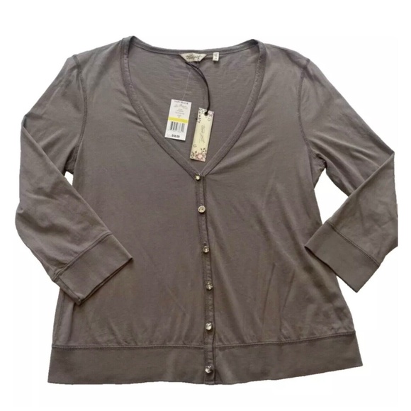 True Grit Women Size M Taupe Button Down Top Dimond Like Buttons 3/4 Sleeve NWT - Picture 12 of 12